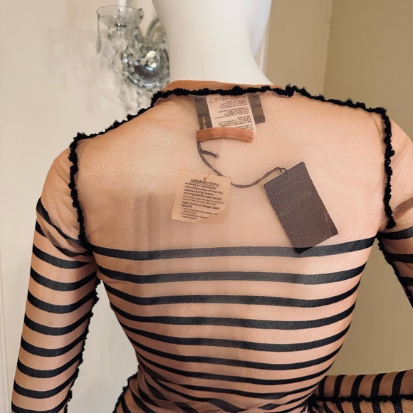 Jean Paul Gaultier striped printed mesh Top SIZE S - Picture 2 of 16